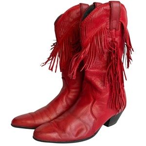 Vintage Laredo Red Fringed Leather western boots